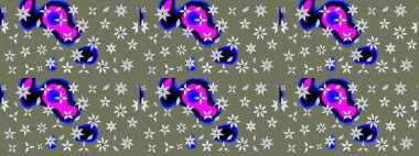 Renkli Yaz Temalı eskiz kalıbı. Düz Çiçek Elementleri Tasarımı. Yeşil renkli çiçekler. Çiçekli retro deseni çiz.