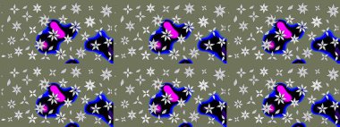 Raster çiçek desenli çiçek deseni, yapraklar, dekoratif elementler, sıçrama, lekeler, el çizimi kontur çizgileri ve Doodle çizim stili, grafik raster çizim çizimi.