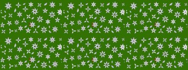 Yeşil renkli çiçekler. El çizimi çiçekli soyut çizim kalıbı. Raster illüstrasyonu.