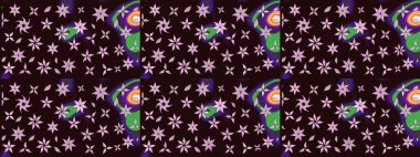 Raster illüstrasyonu. Kahverengi renkli çiçekler. Çizim çiçek deseni duvar kağıdı için kullanılabilir.