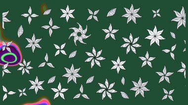 Raster illüstrasyonu. 3D çiçekler, eskiz. Yeşil renklerde.