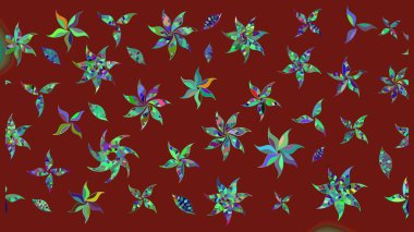 Parlak çiçekli kırmızı renkler üzerinde soyut çizim deseni. Küçük çiçekte hoş bir çiçek deseni var. Çiçek elementli zarif raster dokusu..