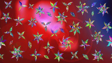 Çiçek tasarımı için inanılmaz bir kolaj cenneti tarzı. Çiçekli zambakların eskiz geçmişi. Parlak çiçekli kolaj çiçekleri kırmızı.