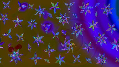 Suluboya, elle çizilmiş. Raster hisseleri. Eskiz arkaplan modeli. Kahverengi üzerine çiçekler.