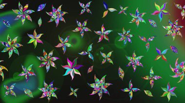 Şirin çiçekli, desenli, yeşil renkli bir eskiz deseni. Tekstil için suluboya eskiz deseni. El çizimi çiçek çizimi deseni (fayans)).