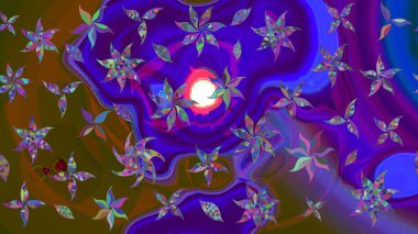 Menekşe arkaplanda. Tekstil, kumaş, ambalaj, hatıra defteri için hoş bir çiçek arkaplanı. Elle çizilmiş çiçek desenli Raster çizimi. Çocuksu tasarım.