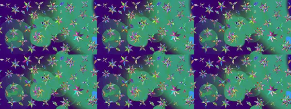 Şirin çiçek elementleri. Mavi renkli çiçekler. Robot resim. Raster illüstrasyonu.