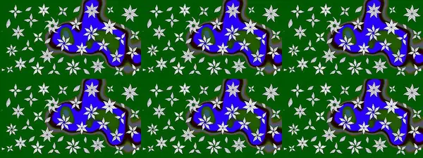 Hediye ambalaj kağıdı, tebrik kartları, posterler ve pankart tasarımı. Yeşil renkli çiçekler. Raster düz çiçek çizim deseni.