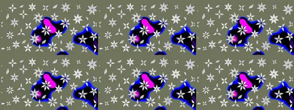 Raster çiçek desenli çiçek deseni, yapraklar, dekoratif elementler, sıçrama, lekeler, el çizimi kontur çizgileri ve Doodle çizim stili, grafik raster çizim çizimi.