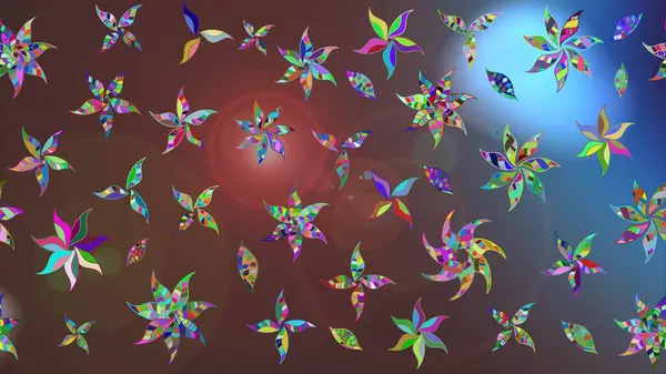 Kahverengi renklere karalama yapan çiçek desenli çizim. Raster illüstrasyonu.