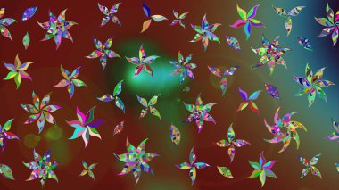 Tekstil için figür. Davetiye ve kartpostal tasarımı için dekoratif çiçek unsurları. Poster ya da kapak için arka plan. Yapraklı çizim şekli. Sevimli zarif çiçekler Raster illüstrasyonu.