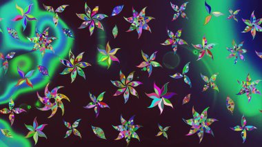 Yumuşak, bahar çiçekli arka plan. Çiçekli karalama şeklinde Raster çiçek deseni. Kahverengi renkte çiçekler.