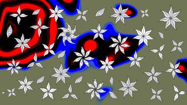 Şirin karalamalı çiçek desenli çizim. Eskiz stili yeşil renkler. Raster illüstrasyonu. El yapımı çiçek ve bitki koleksiyonu. Raster illüstrasyonu.