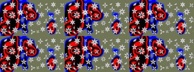 Raster illüstrasyonundaki çiçek desenli çizim. Suluboya tarzında yeşil renkte çiçekler.