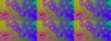 Raster illüstrasyonu. Çiçekli karalama şeklinde Raster çiçek deseni. Nazikçe, yaz çiçekleri menekşe renklerinde.