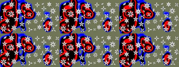 Raster illüstrasyonundaki çiçek desenli çizim. Suluboya tarzında yeşil renkte çiçekler.