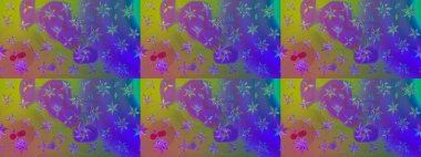 Raster illüstrasyonu. Çiçekli karalama şeklinde Raster çiçek deseni. Nazikçe, yaz çiçekleri menekşe renklerinde.