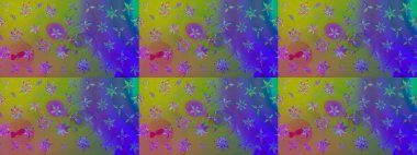 Asya tekstil tarzında. Renkli Bahar Teması eskiz kalıbı. Güzel kumaş deseni. Raster illüstrasyonu. Çiçek desenli çizim. Düz Çiçek Elementleri Tasarımı.