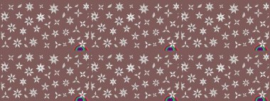 Çiçek süslemeli çizim deseni. Kahverengi renkli çiçekler. Raster illüstrasyonu.