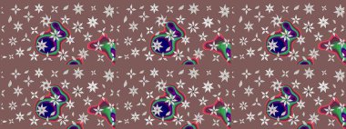 Çiçekli, yapraklı, çiçek desenli eskiz. Raster illüstrasyonu. El çizimi.