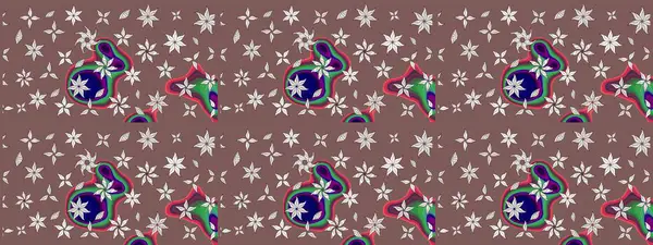 Çiçekli, yapraklı, çiçek desenli eskiz. Raster illüstrasyonu. El çizimi.