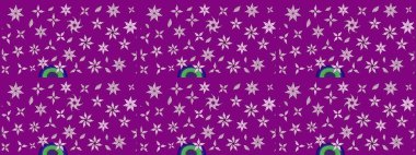 Tekstil tasarımı için mor renkli geleneksel halk çiçekleri buketi. Üzerinde gelincikler ve vadi zambakları olan renkli çiçek desenli nakış..