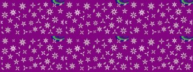 Sabıka fotoğraflarında, bebek kıyafetlerinde, duvar kâğıtlarında, paket kutularında falan kullanılabilir. Zarif, parlak ve eskiz mor çiçek desenli.