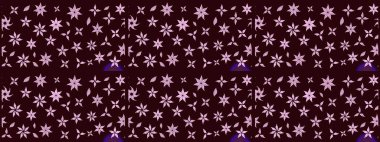 Raster illüstrasyonu. Suluboya çiçekli çiçek deseni. Kahverengi renkli Asyalı tekstil.