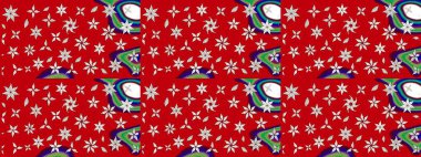 Kibarca, kırmızı renkte bahar çiçekleri. Raster illüstrasyonu. Çiçek ve yapraklı karalama şeklinde Raster çiçek deseni.