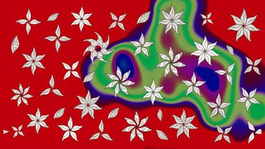 Zarif, parlak ve kırmızı çiçek desenli eskiz. Raster. Sabıka baskıları, bebek kıyafetleri, duvar kâğıtları, paket kutuları vb..