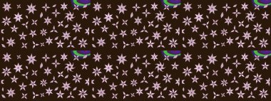 Raster illüstrasyonu. Güzel kumaş deseni. El çizimi. Çiçekler, dallar, otlar ve çiçekler.