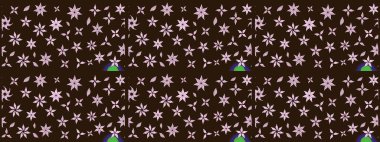 Raster illüstrasyonu. Çiçek desenli eskiz, darbeler, sıçramalar, yaz çiçekleri. Kahverengi renkte çiçekler.