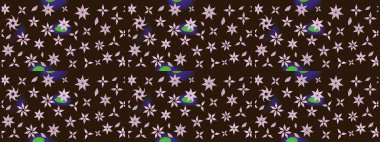 Çiçekli el çizimi çizimi deseni. Modern gelişim kahverengi raster arka plan duvar kâğıdı illüstrasyon klasik çizgili iz sürme desenli çiçekler, çiçekli süsler.