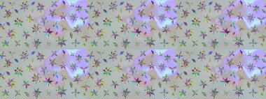 Suluboya tarzında gri renkli çiçekler. Raster illüstrasyonunda çiçek deseni çizimi.