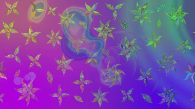 Mor renkli şirin çiçekler. Moda baskısı, albüm, ambalaj kağıdı ve duvar kağıdı için zarif dekoratif süslemeler. Küçük çiçekli basit bir çiçek çizimi. Raster illüstrasyonu.