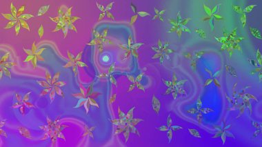 Mor renkli çiçekler. Raster illüstrasyonunda çiçek deseni çizimi.