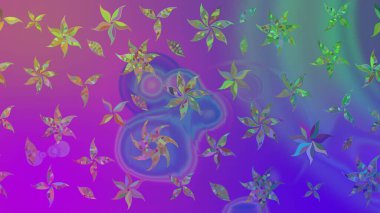 Mor renkli çiçekler. Hediye ambalaj kağıdı, tebrik kartları, posterler ve pankart tasarımı. Raster düz çiçek çizim deseni.