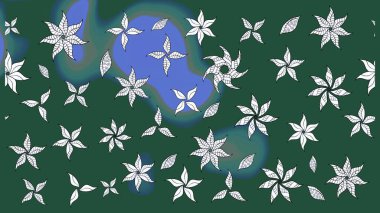 Çiçek deseni. Yeşil renkli çiçekler. Raster illüstrasyonu. Şatafatlı bahar bahçesi dokusu. Yeşil renkte çiçek çizimi.