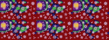 Küçük çiçekte güzel bir desen. Motley illüstrasyonu. Küçük renkli çiçekler. Moda baskıları için zarif bir şablon. Kırmızı çiçekli bahar çiçekleri.