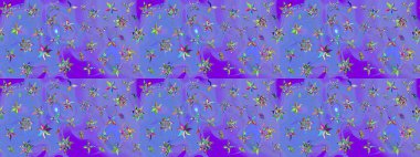 Tekstil, kumaş, kapaklar, duvar kağıtları, baskı, naylon, koleksiyon defteri, örgü, dekupaj için güzel bir eskiz. Küçük menekşe ve çiçeklerle oldukça eski bir besin torbası deseni. Millefleurlar.