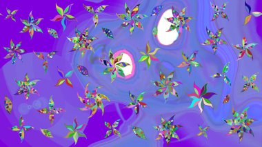 Hediye ambalaj kağıdı, tebrik kartları, posterler ve pankart tasarımı. Raster düz çiçek çizim deseni. Mor renkte çiçekler.