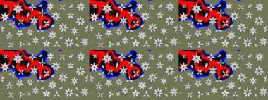 Küçük yeşil çiçeklerle oldukça eski bir besin torbası deseni. Tekstil, kumaş, kapaklar, duvar kağıtları, baskı, paket, koleksiyon defteri, örgü, dekupaj için çiçek arkaplanı..