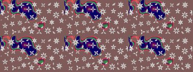 Küçük çiçekteki sevimli çiçek deseni. Raster deseni. Kahverengi renkte yaz çiçekleri. Raster illüstrasyonu.