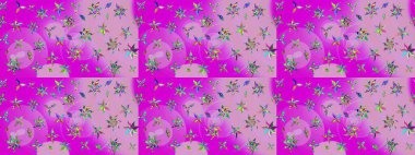 Çiçekli karalama şeklinde Raster çiçek deseni. Tarafsız renklerde çiçekler. Yumuşak, bahar çiçekli arka plan.
