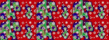 Yaz çiçekleri teması. Klasik çiçekler. Kırmızı renkler. El çizimi, soyut ve süslü elementler. Suluboya resim taklit Raster illüstrasyonu.