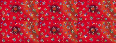 El çizimi. Raster illüstrasyonu. Çiçekli, yapraklı, çiçek desenli çizim..