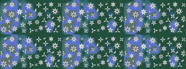 Raster illüstrasyonu. Eskiz stili yeşil renkler. El yapımı çiçek ve bitki koleksiyonu. Raster illüstrasyonu. Şirin karalamalı çiçek deseni çiz..