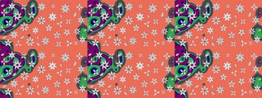 Turuncu renkli çiçekler. Hediye ambalaj kağıdı, tebrik kartları, posterler ve pankart tasarımı. Raster düz çiçek çizim deseni.