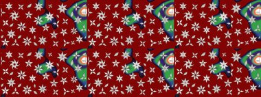 Çiçek ve yapraklı karalama şeklinde Raster çiçek deseni. Kibarca, kırmızı renkte bahar çiçekleri. Raster illüstrasyonu.