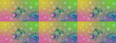 Çiçek izi. Suluboya çizim kalıbı. Suluboya tarzında yeşil renkte çiçekler.